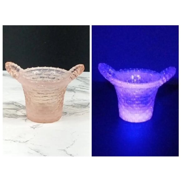 Degenhart Glass Mini Basket Trinket Toothpick Paperweight Vtg - Picture 1 of 9